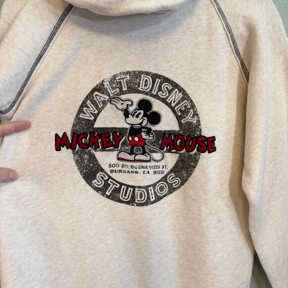 Walt Disney Mickey Mouse Hoodie Adult L White Cream Full Zip Jacket Fleece Lined - Picture 7 of 9